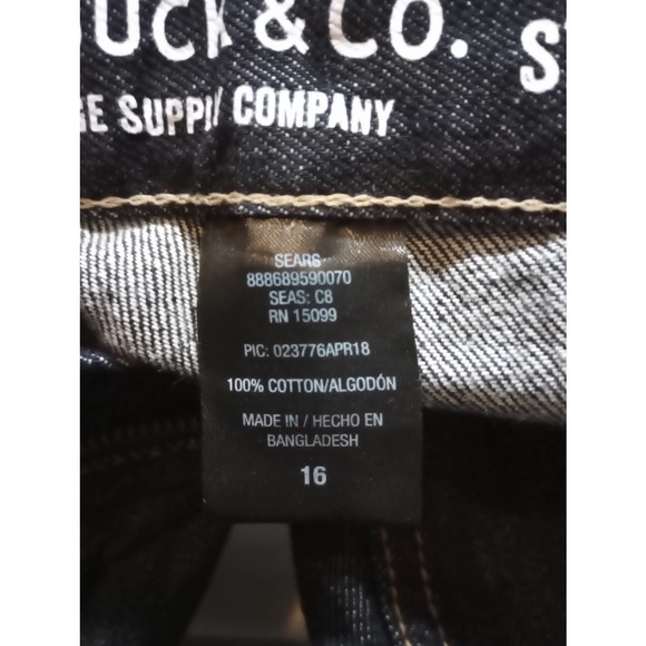 Sears Roebuck boys jeans size 16 dark wash 100% cotton mid rise adjustable wiast - Picture 9 of 11